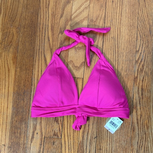 Becca by Rebecca Virtue L2052 Raspberry Ribbed Halter Bikini Top size D cup NWT - Picture 2 of 7